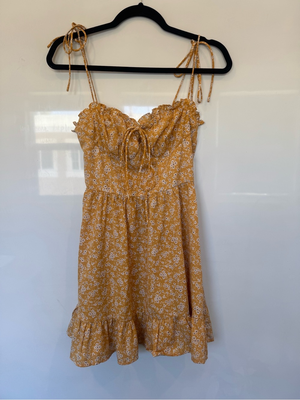 Yellow Floral Tie-Shoulder Sundress